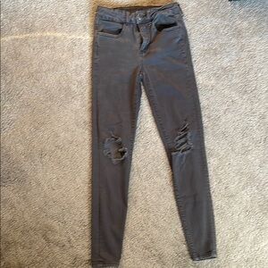 American Eagle Distressed Gray Skinny Jeans